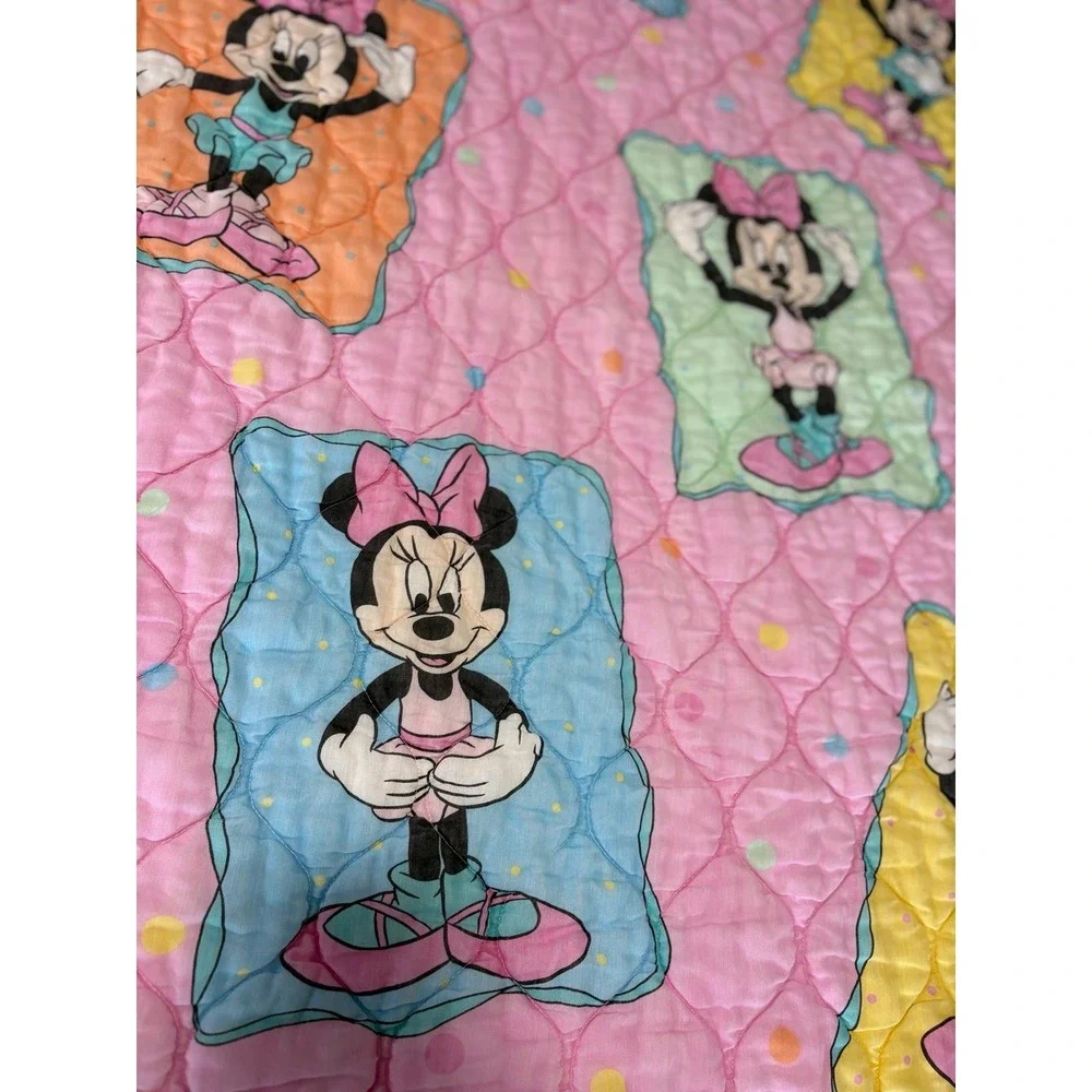 Vintage Disney Dundee Minnie Mouse Quilt Baby Blanket Comforter Pink Ballerina